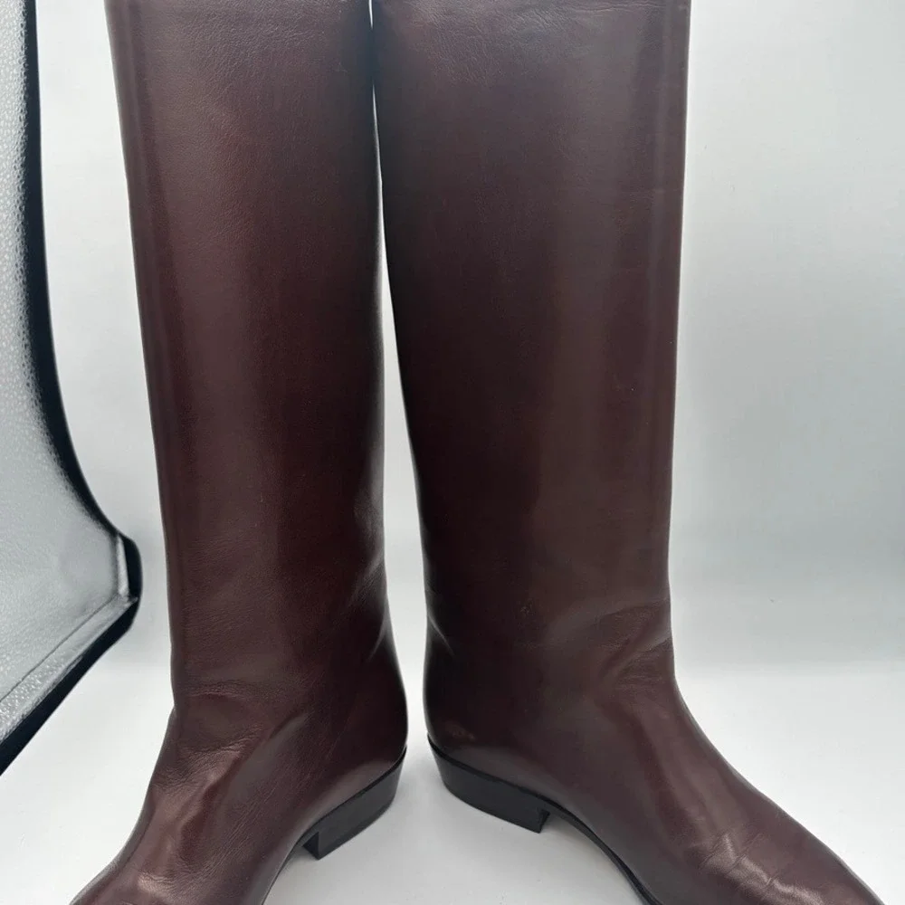Vtg Cole Haan Riding Boots Women Sz 6.5 AA Brown Leather Tall Equestrian Italy - Picture 5 of 13